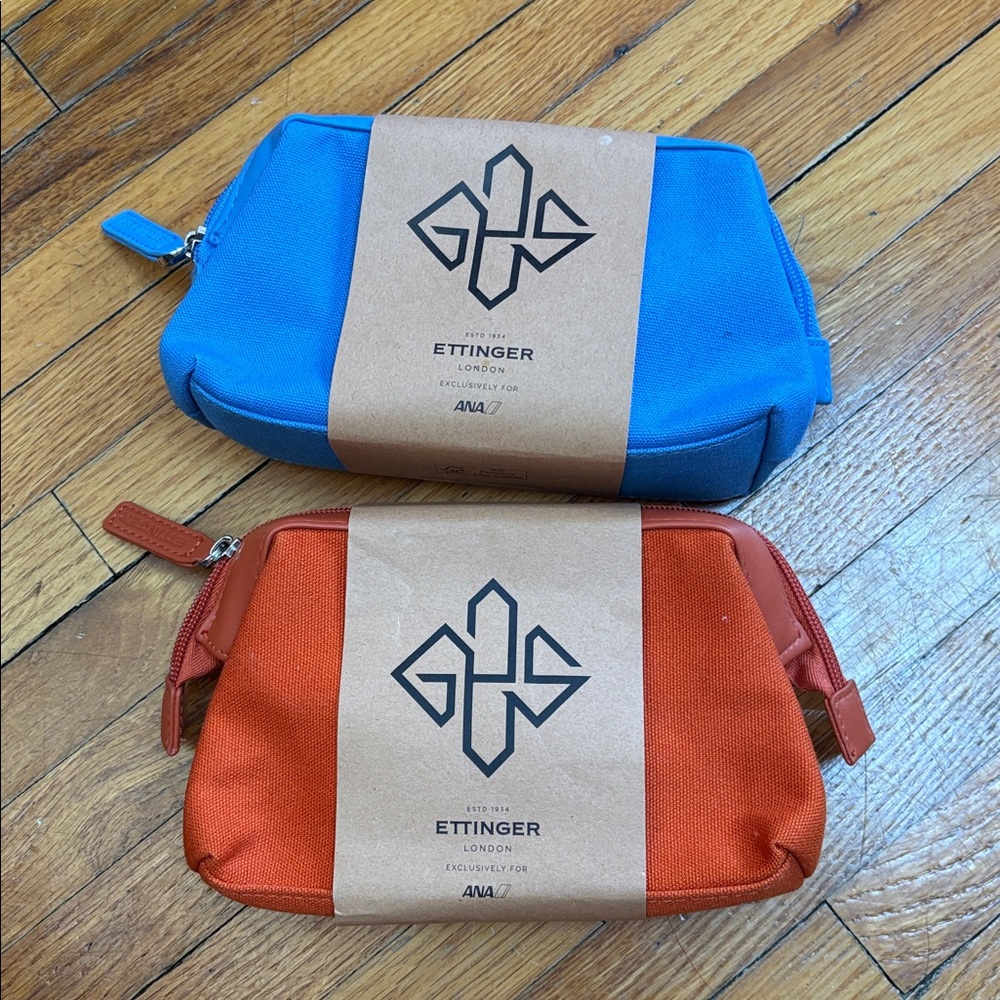 ANA business class travel amenity kit blue orange all nippon airlines ETTINGER